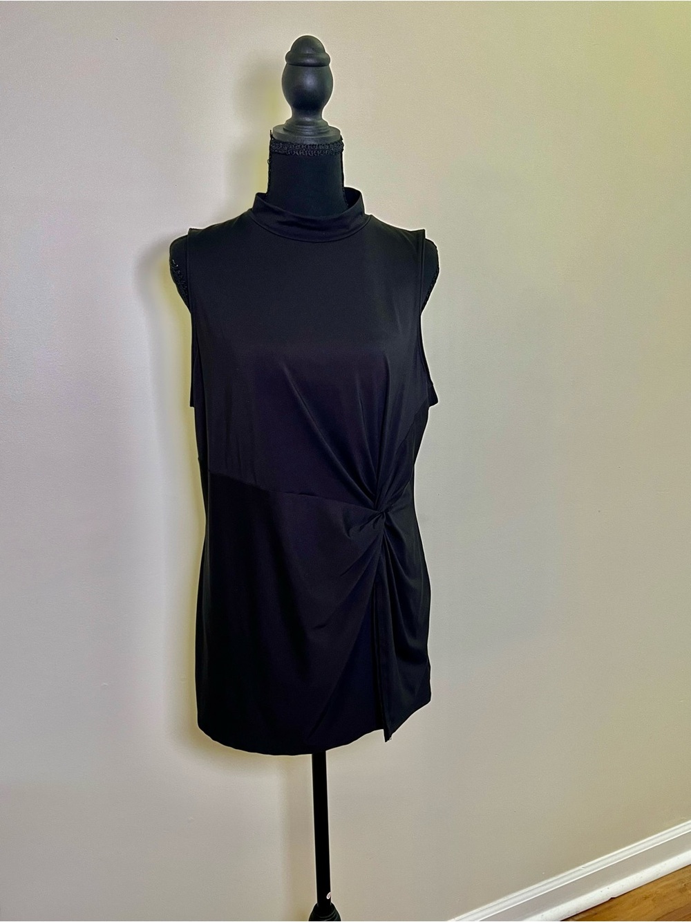 SPANX Black Sleeveless Mock Neck Twist-Detail Tank. Never worn. No tags.